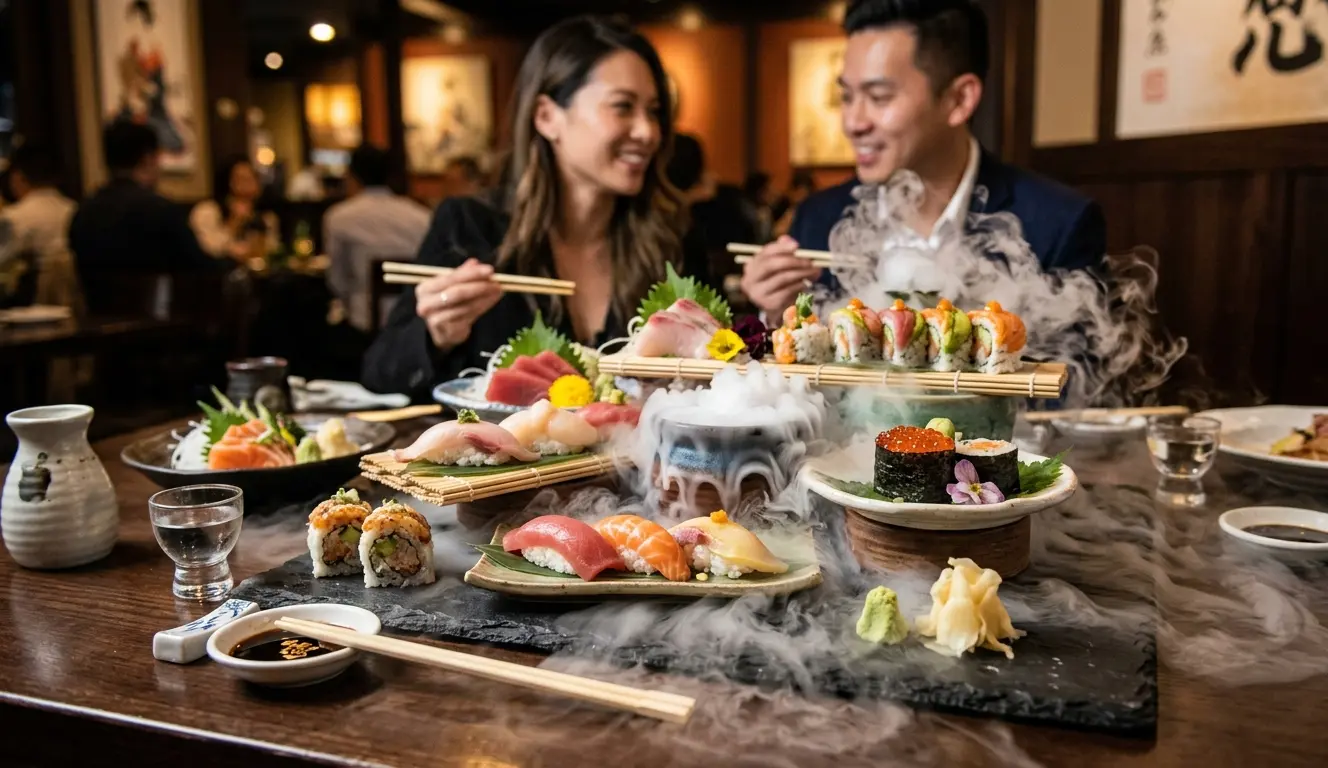 Glace carbonique sushi restaurant japonais conservation poisson cru Maroc Rabat Témara fraîcheur sashimi